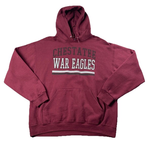 JERZEES Other - JERZEES Nublend Hoodie ( Chestatee War Eagles) Size L Burgundy With Pocket